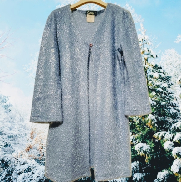 Garage Sweaters - 🟣3/$25🟣M❄️Garage Vtg.Fuzzy Blue Shimmer Cardigan